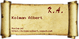 Kolman Albert névjegykártya